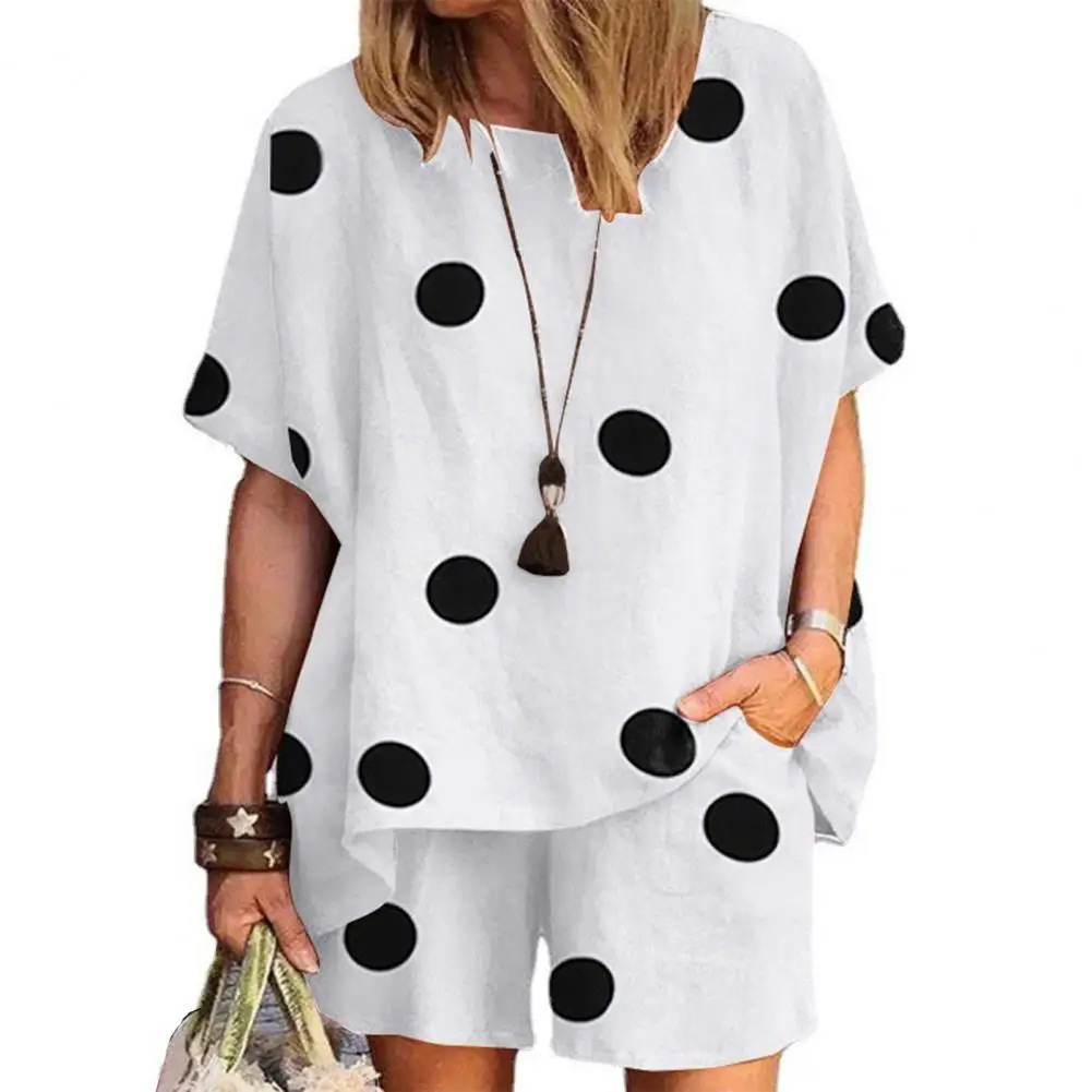 

Soft 2Pcs/Set Simple Wide Leg Top Shorts Outfits Leisure Shirt Pants Set Two-piece Streetwear