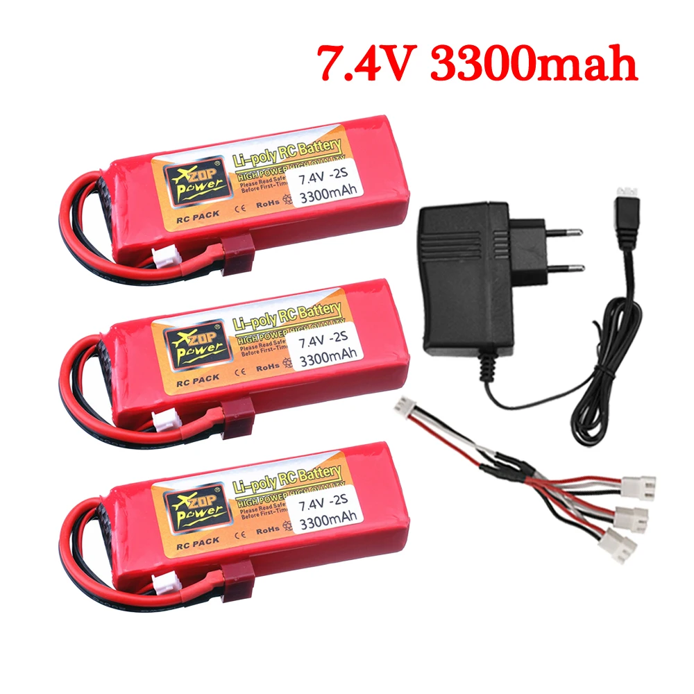 Фото Литий-полимерный аккумулятор Tplug 2S 7,4 В 3300 мАч для Wltoys 144001 124018 124019 12423 12428, комплекты аккумуляторов/зарядных устройств для радиоуправляемых вн... №1