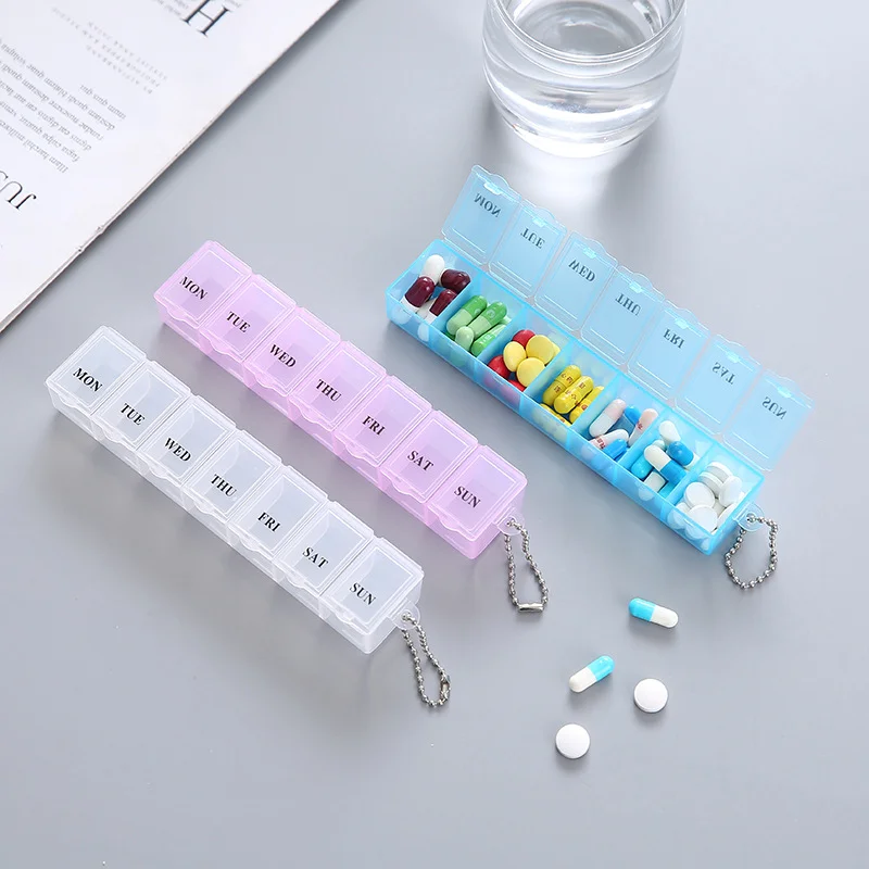 

Medicine Pill Box 7 Days Weekly Pillbox Case Plastic Square Pills Box Organizer Week Tablets Medicine Storage Medical Travel