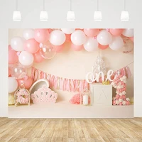 mehofond pink balloons photography background flower floral pricess 1st birthday party cake smash decoration photo studio props