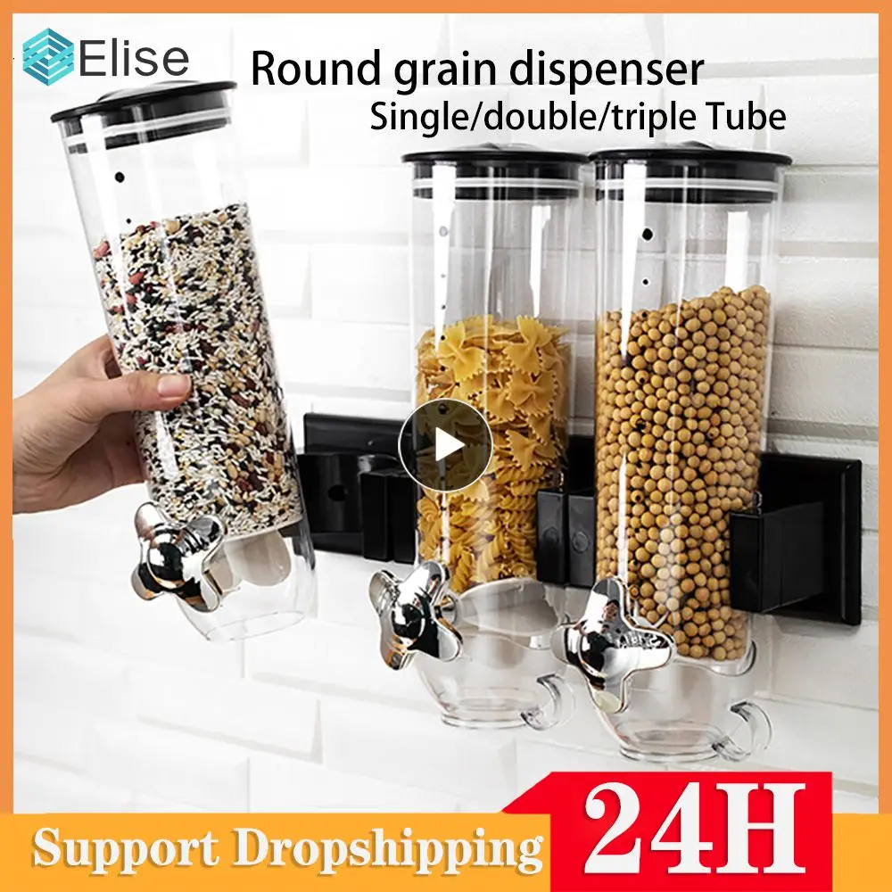 

5L Dry Food Dispensers Single/double/triple Tube Kitchen Cereal Organizer Containers Oat Distributor Round grain dispenser 2023