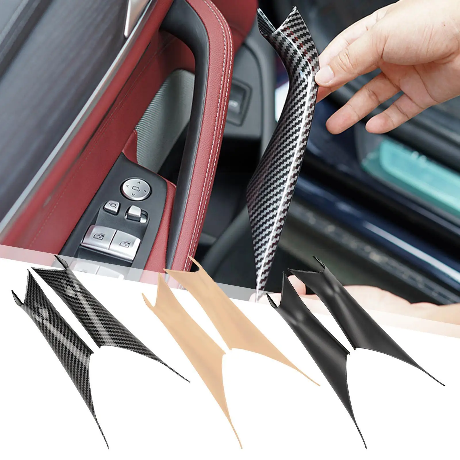 

Armrest Protective Trim Auto Carbon Style Interior Door Panel Grab Handle Covers For BMW 3 4 Series F30 F35 2012-2018 C4D1