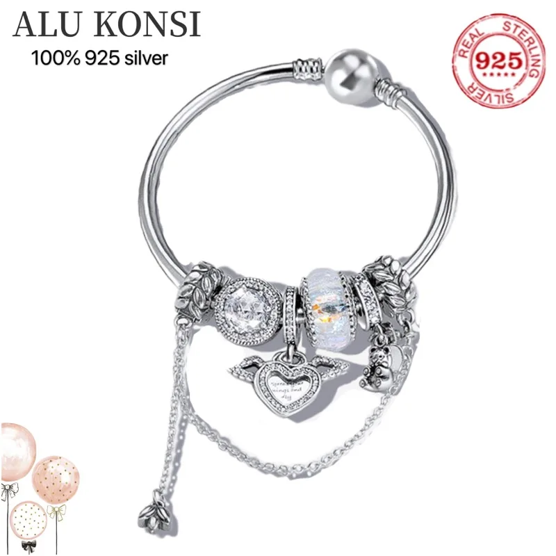 

Hot Sale fit Original pan Bracelet for Women Real 100% 925 Sterling Silver Chain Bangle Charms DIY high quality Jewelry