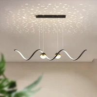 modern simple creative starry roof dining room lamp individual wavy line dining table front desk bedroom study led lamp