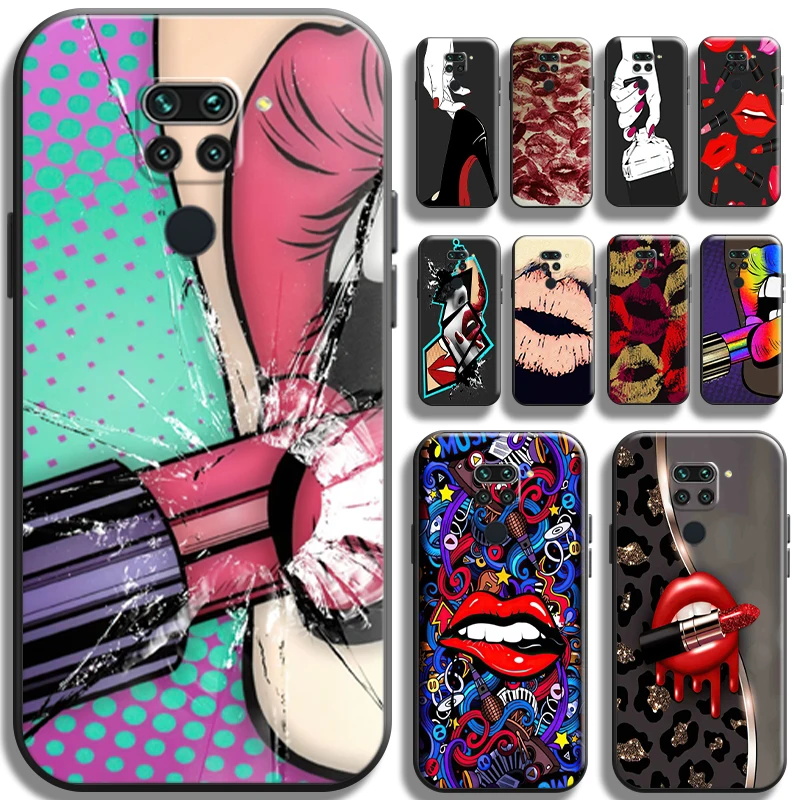 

Sexy Girl Kiss Red Lips For Xiaomi Redmi Note 9 9 Pro 9T 5G Phone Case Funda Black TPU Shockproof Back Coque Carcasa Cases