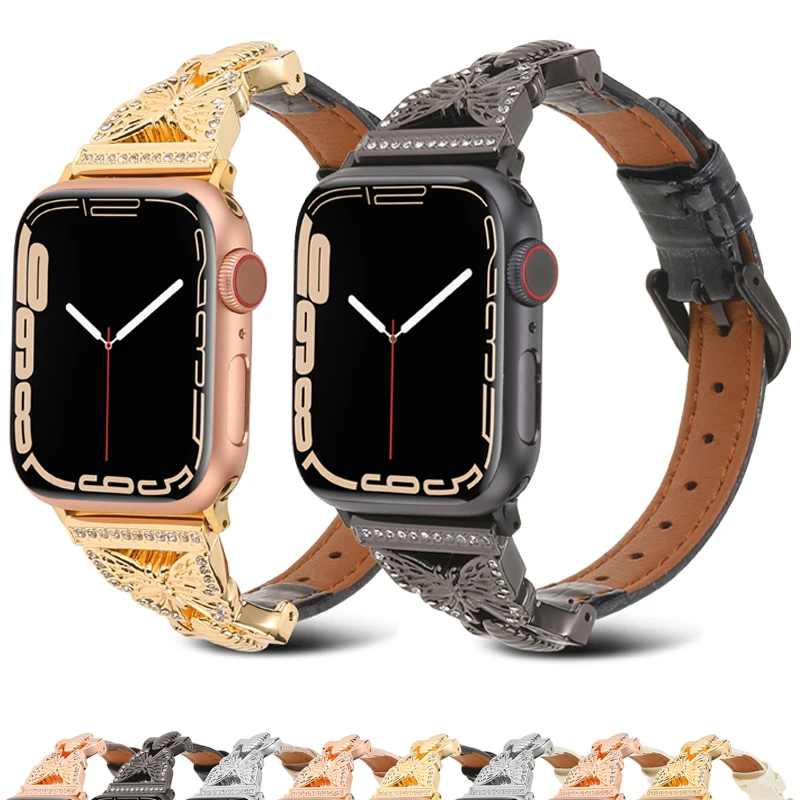 

Кожаный ремешок для Apple Watch Band 49 мм 45 мм 41 мм 44 мм 40 мм 42 мм 38 мм, браслет для смарт-часов iWatch Series ultra 8 7 6 SE 5 3
