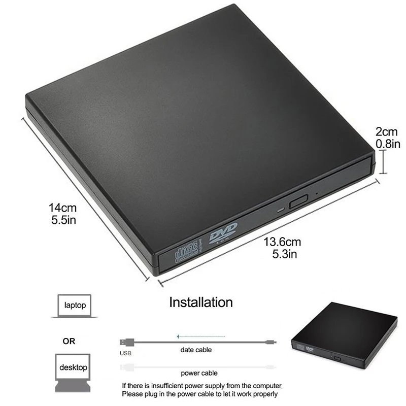 Фото USB 2.0 Универсальный внешний привод CD DVD CD-RW Запись DVD/CD-считыватель Плеер CD-DVD-считыватель для ноутбуков Настольный ПК №4