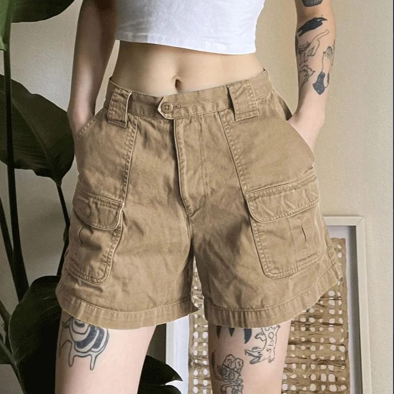 Fashion Street Workwear with Pocket Denim Shorts for Women Spring and Summer New Hot Girl High Waist Basic Casual Pants Fashion