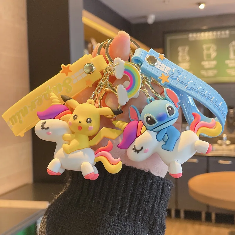 

Disney Cartoon Stitch Mickey Donald Unicorn Pikachu Pendant Keychains Car Key Chain Key Ring Phone Bag Hanging Jewelry Gifts