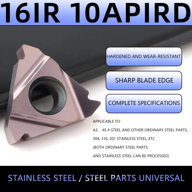 

16ER 16IR 8APIRD 10APIRD Резьбовые твердосплавные вставки Токарный станок с ЧПУ Токарные инструменты для резки металла Лезвия с внутренней и внешней резьбой