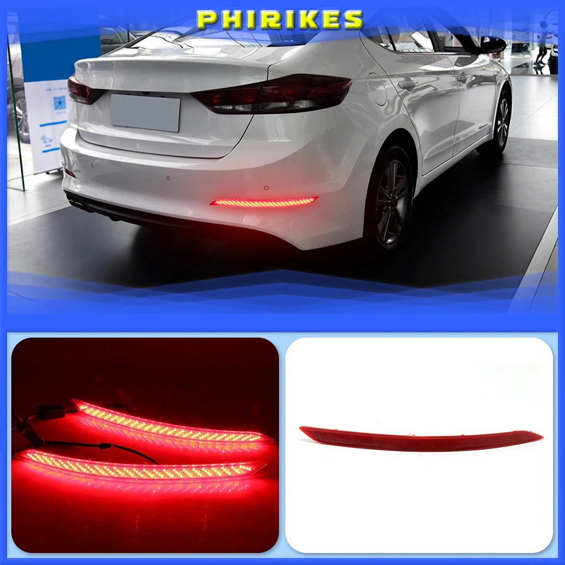 2pcs LED Rear Light Brake Lamp Taillight Back Fog Light Warning Light Reflector For Hyundai Elantra 2016 2017 2018 2019