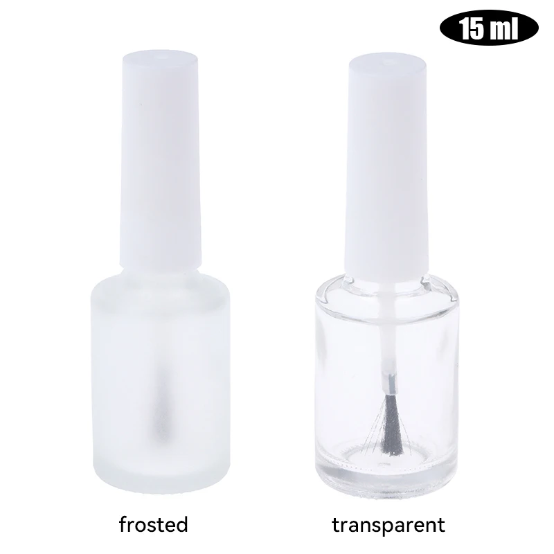 

1PC 15ml Empty Frosted Round Nail Polish Bottle Nail Gel Empty Bottle With Brush Glass Empty Blending Bottle Touch-up Container