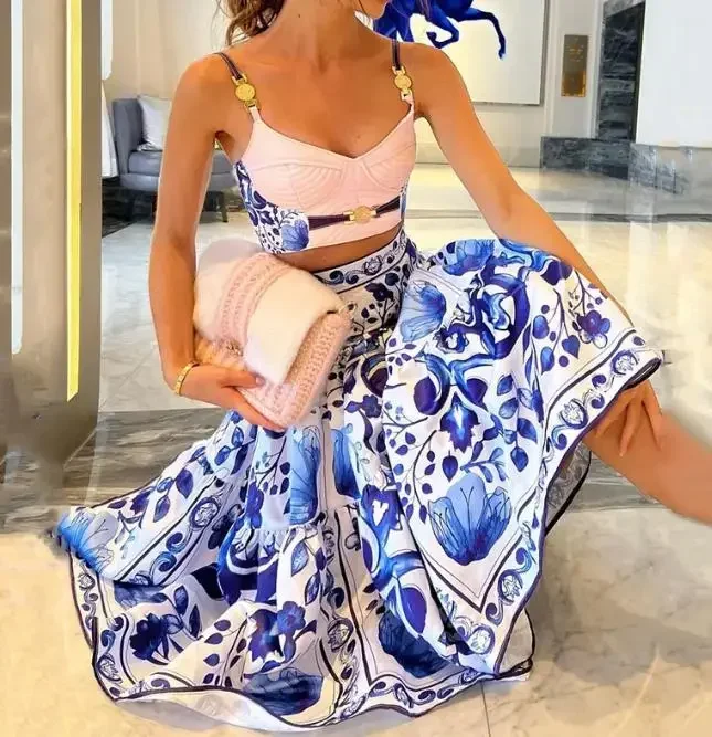 Женский летний комплект из двух предметов жилет без рукавов с цветочным принтом