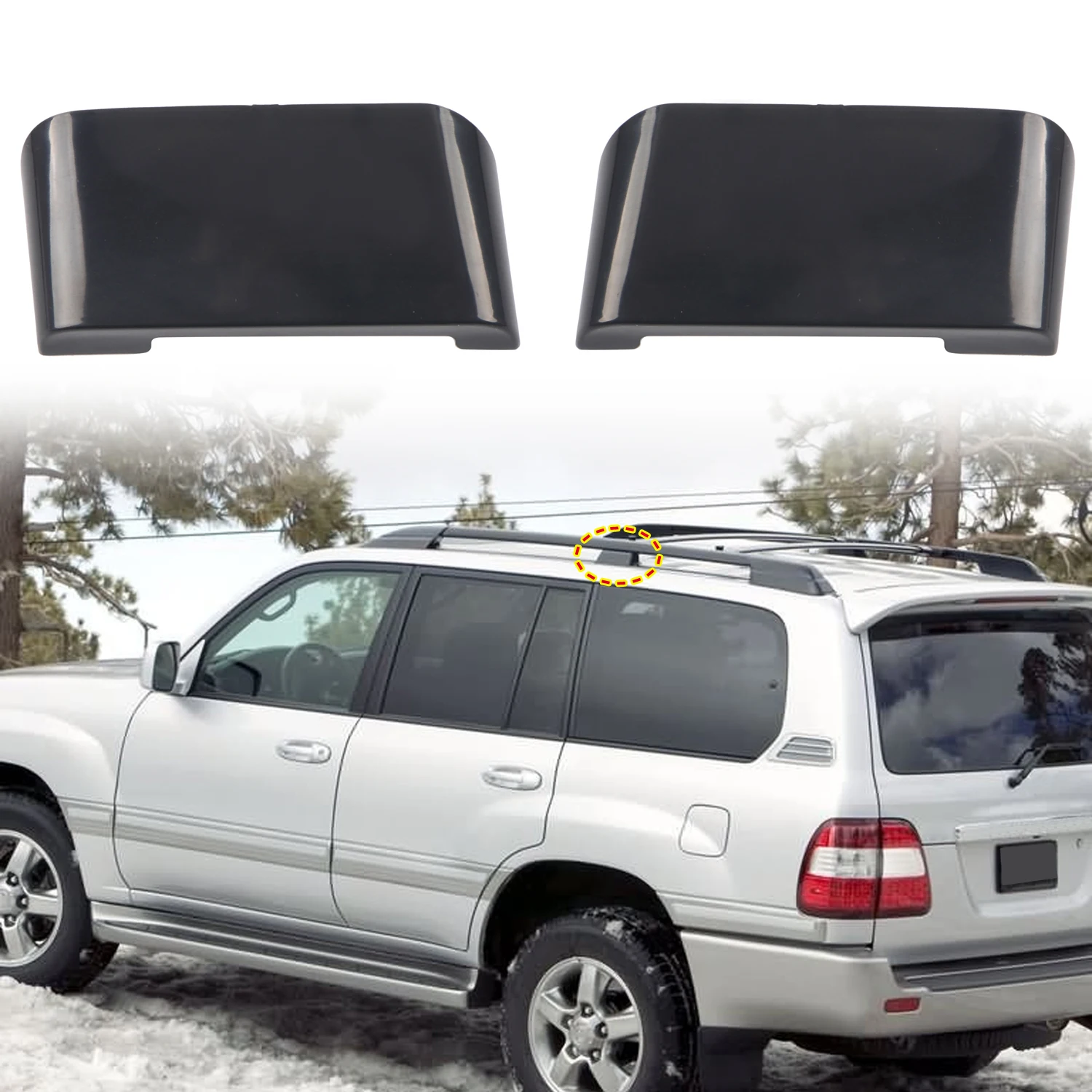 Фото Для Toyota Land Cruiser LC100 FJ100 1998-2007 внешние аксессуары для автомобиля, направляющие для багажника на крышу, средняя защитная крышка для багажа, 2 шт. №2