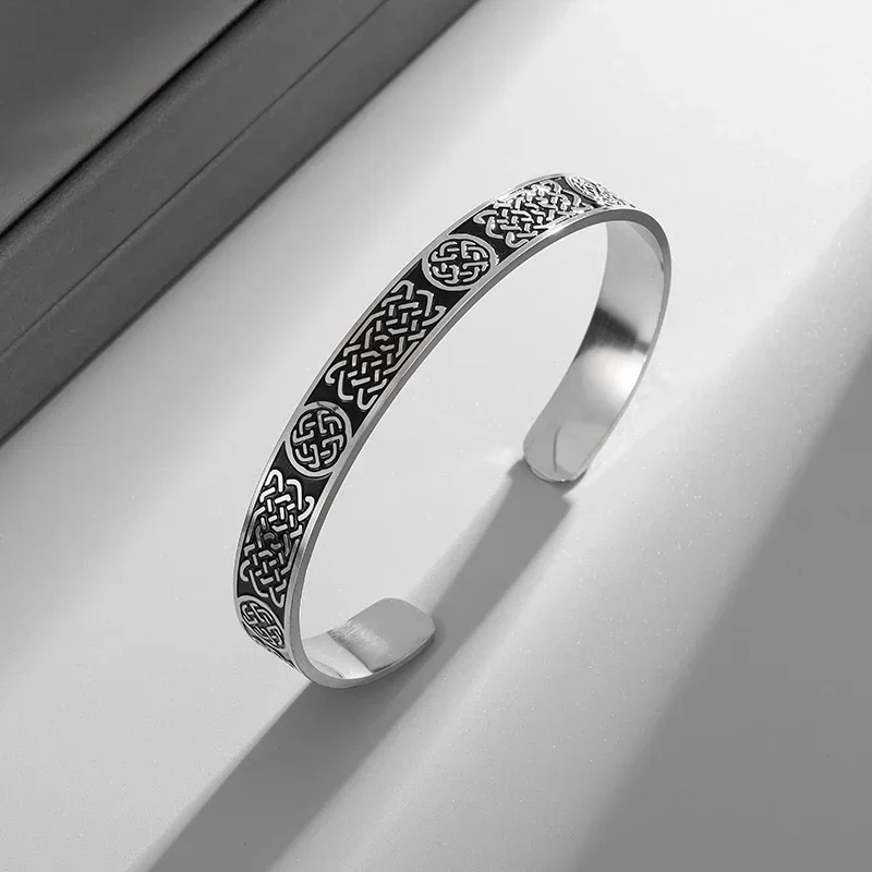 Скандинавский кельтский узел Открытый браслет из нержавеющей стали удачный
