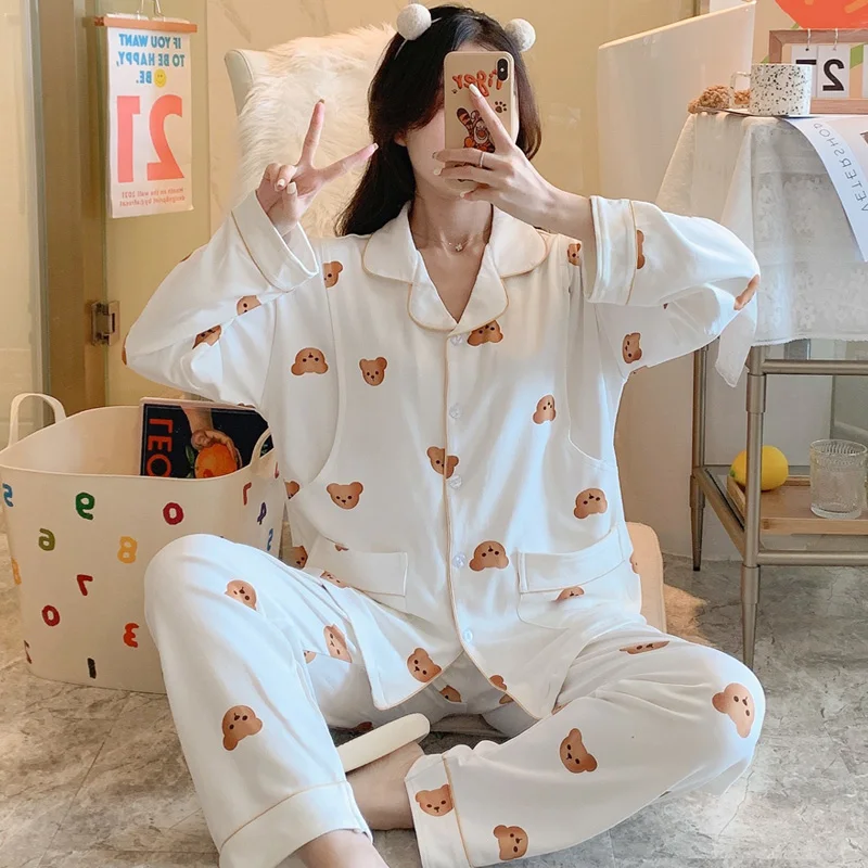 

Spring Summer Thin Gauze Cotton Maternity Nursing Sleepwear Sets Soft Light Breastfeeding Pajamas Suits Pregnancy Home Wear
