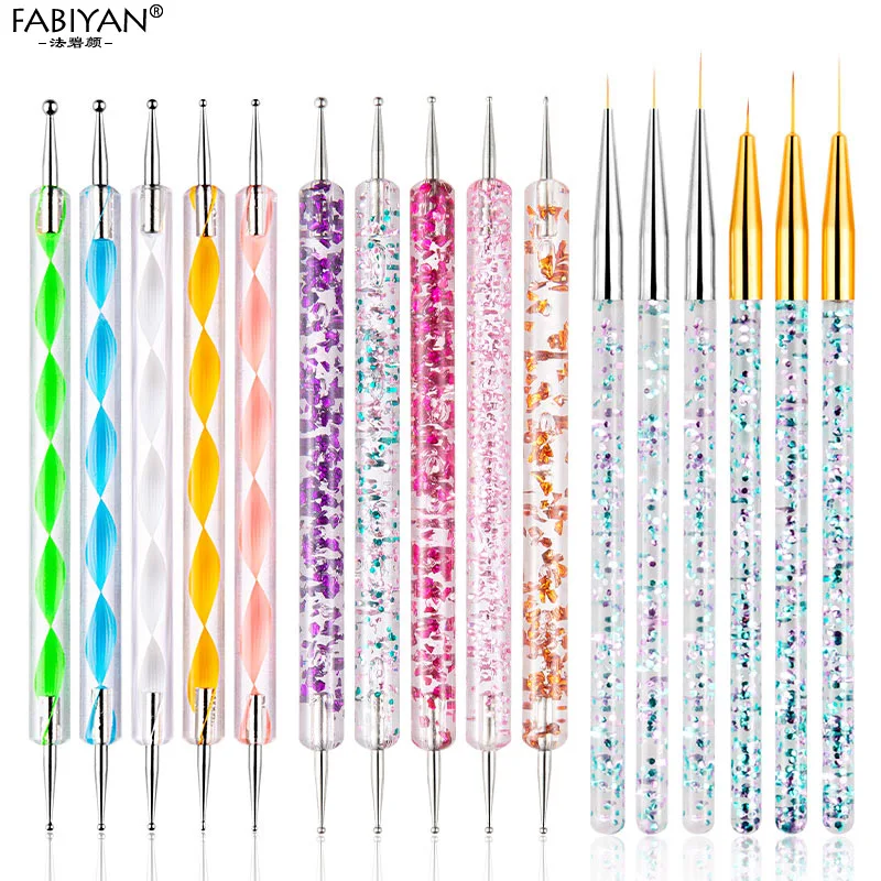 

Grid Tool Manicure Flower Design 3pcs/set Acrylic Art Lines 7/9/11/15mm Nail Pen Drawing Painting Brush Tips Stripes Liner
