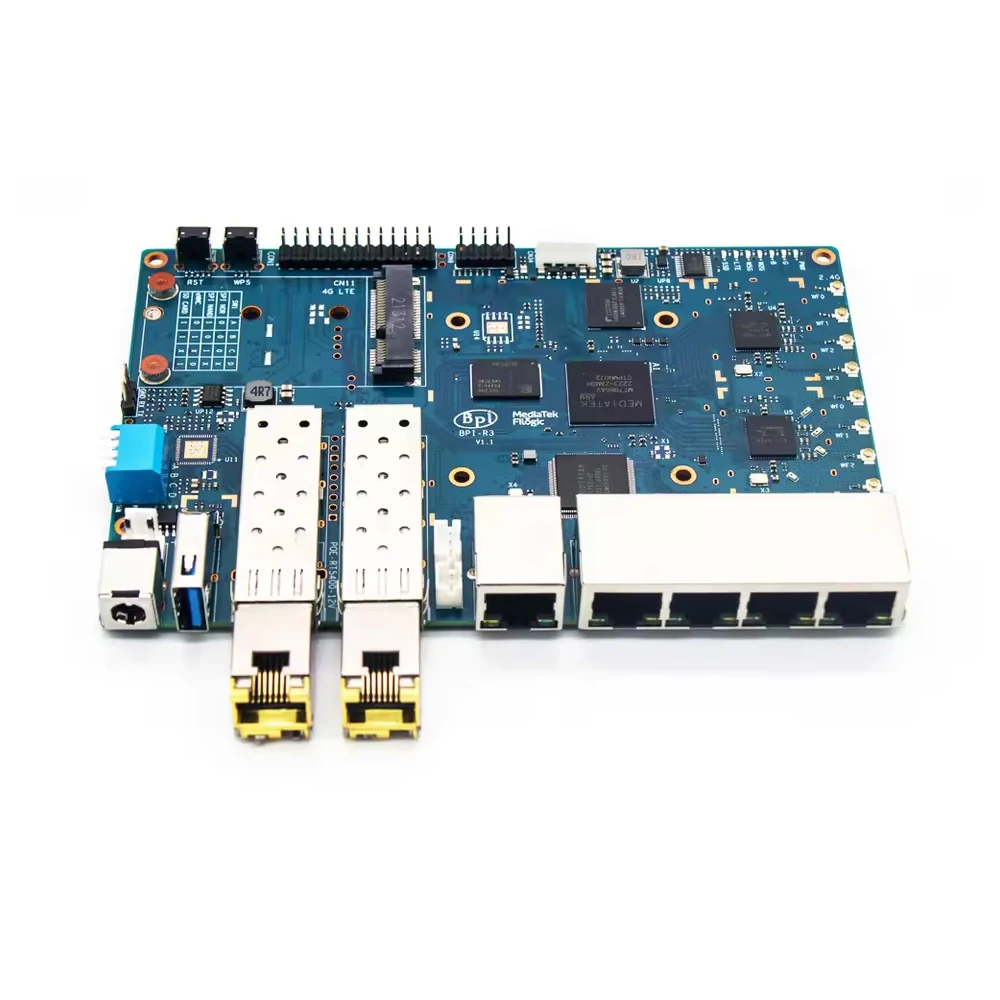 Фото Banana Pi BPI-R3 с электрическим модулем SFP 2.5G-T/оптическим модулем SFP 2.5G-BX, оптическое волокно, совместимое с маршрутизационной платой BPI-R3 №3