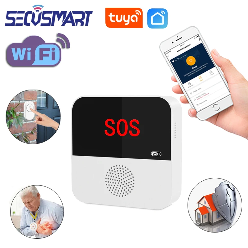 

Tuya WiFi SOS Emergency Help Alarm Security Anti Theft Alarm System Doorbell Function Support Wireless Accessories APP Control