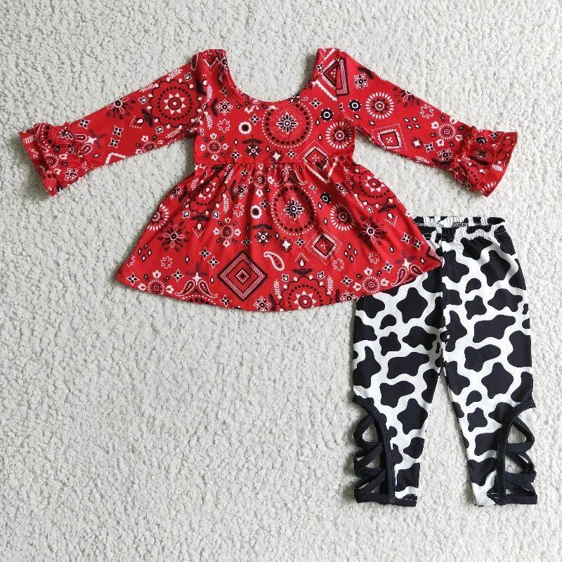 

children clothes red tunic long sleeve shirt and zebra bell bottom pants girl fall clothing set boutique outfit
