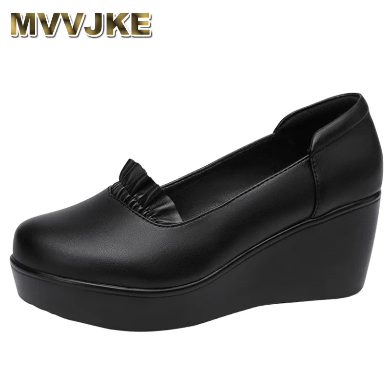 

Spring Autumn Women Loafers Flats Ladies Genuine Leather Moccasins Fall Slip-on Casual Round Toe Handmade Platform Wedges