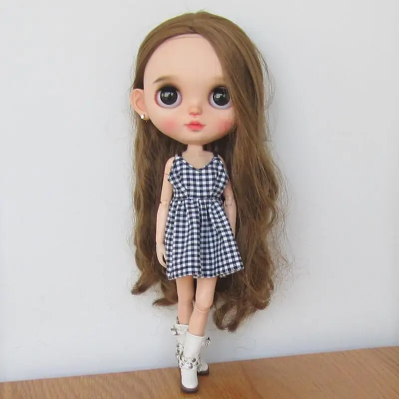 D05-P239 детская игрушка 1/6 Блит ob24 ob27 azone19 шарнирная кукла BJD одежда клетчатое платье