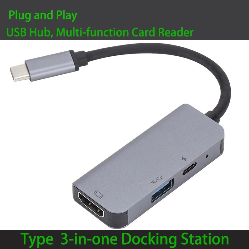 

Преобразователь с Type-c на HDMI, многофункциональная док-станция типа USB3.1, конвертер 3 в 1, USB 3,1 на hdmi