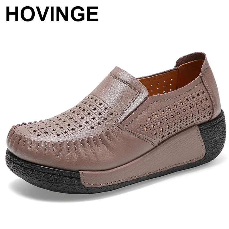 

Summer Split Leather Platform Loafers Flats For Office Lady Pregnant Women Teacher Nurse Driving Comfy Walk Shoes White Black