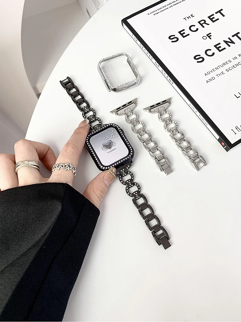 Strap For Apple watch band 44mm 40mm 42mm 38mm 41mm 45 stainless steel Metal bracelet magnetic Milanese loop Apple watch 34567se