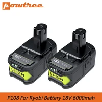 6 0ah 18v replacement battery for ryobi 18v lithium battery for p108 p102 p103 p104 p105 p109 ryobi 18 volt one cordless tool