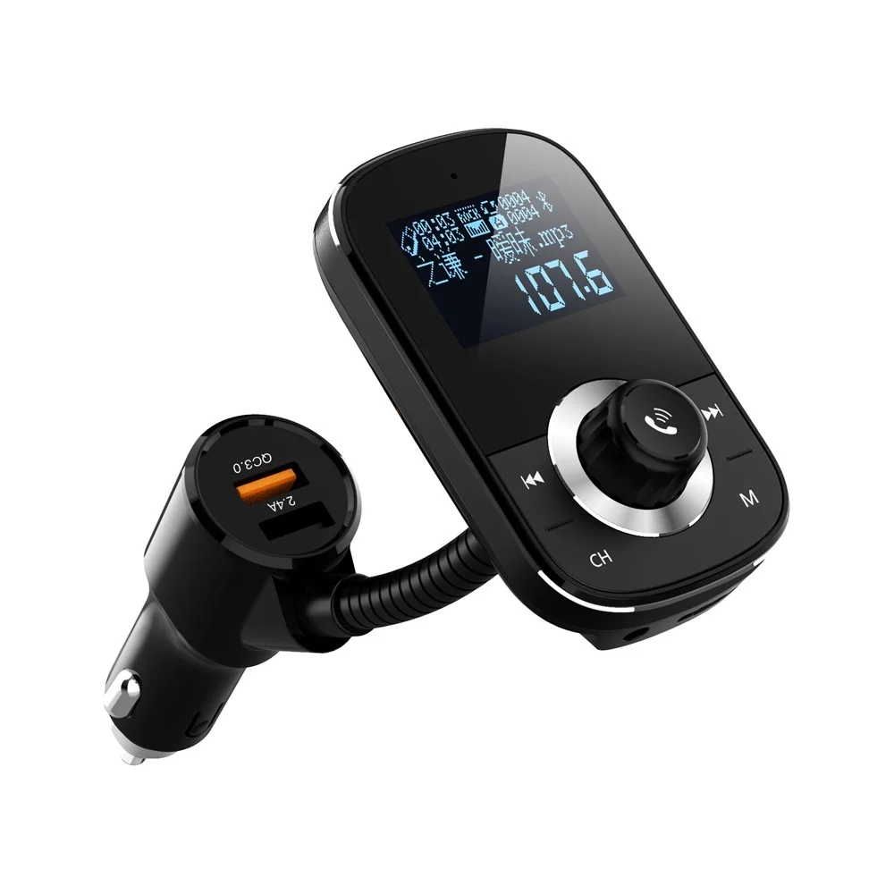 

Car Charger MP3 Player Wireless Bluetooth 5.0 FM transmitter QC3.0 2.4A Dual USB Bluetooth Car Kit U-disk / TF Card AUX