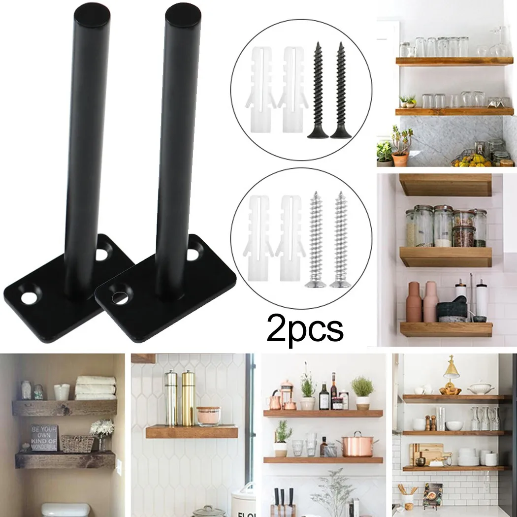 

2pcs Round Concealed Floating Shelf Brackets Heavy Support Adjustable Wall Mount Table Shelf Bracket Furniture Hardware