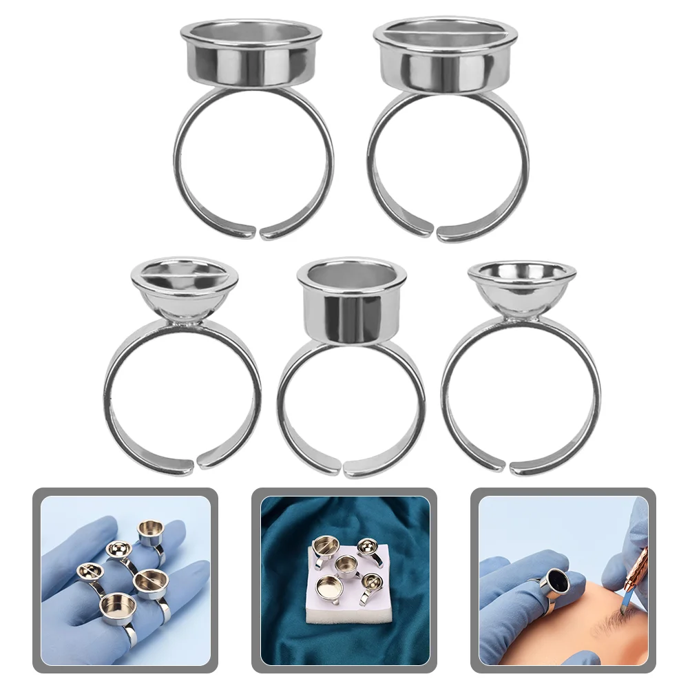 

5Pcs Pigment Rings Cups Tattooing Pigment Ink Ring Cups Eyelash Glue Rings Tattoo Ink Holders