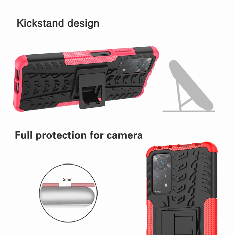 For Xiaomi Redmi Note 11 Pro Case For Redmi Note 11 Pro Cover Armor Silicone TPU Rubber Stand Protector Capa Shell Fundas Bumper