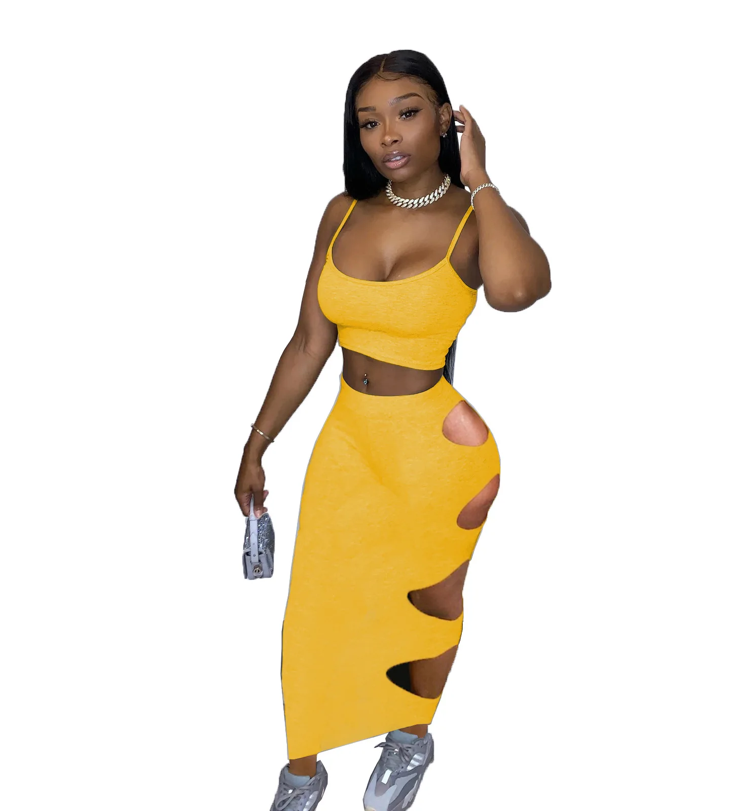 

Two Piece Set Women Summer Cut Out 2 Piece Skirt and Top Set Sexy Club Outfit Party Bodycon Conjuntos Feminino Conjunto Coreano
