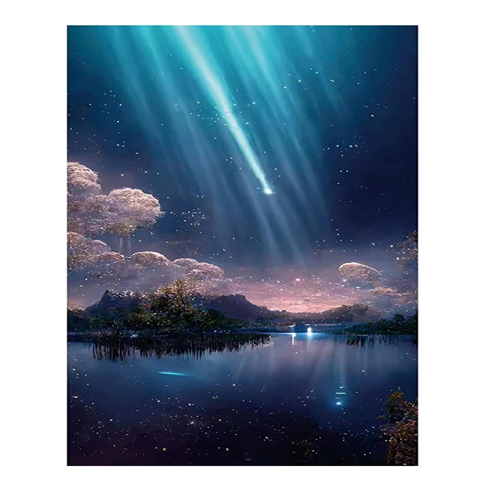 

Алмазная живопись 5D LZAIQIZG, картина с изображением звездного неба, озера, квадрата/круга, Набор для вышивки крестиком, украшение для дома