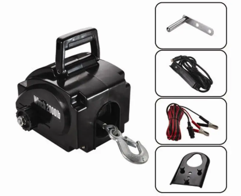 Winch 2000LBS Portable Marine/yacht Electric Capstan Rubber Boat Tractor Winch 12V