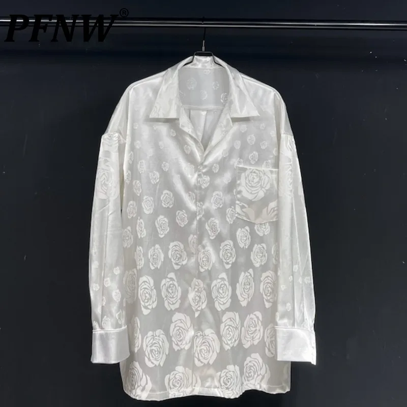 

PFNW Spring Summer New Men's Flower Shirt Print Thin Breathable Solid Color Stylish Leisure Personality Japan Style Tops 28A1817