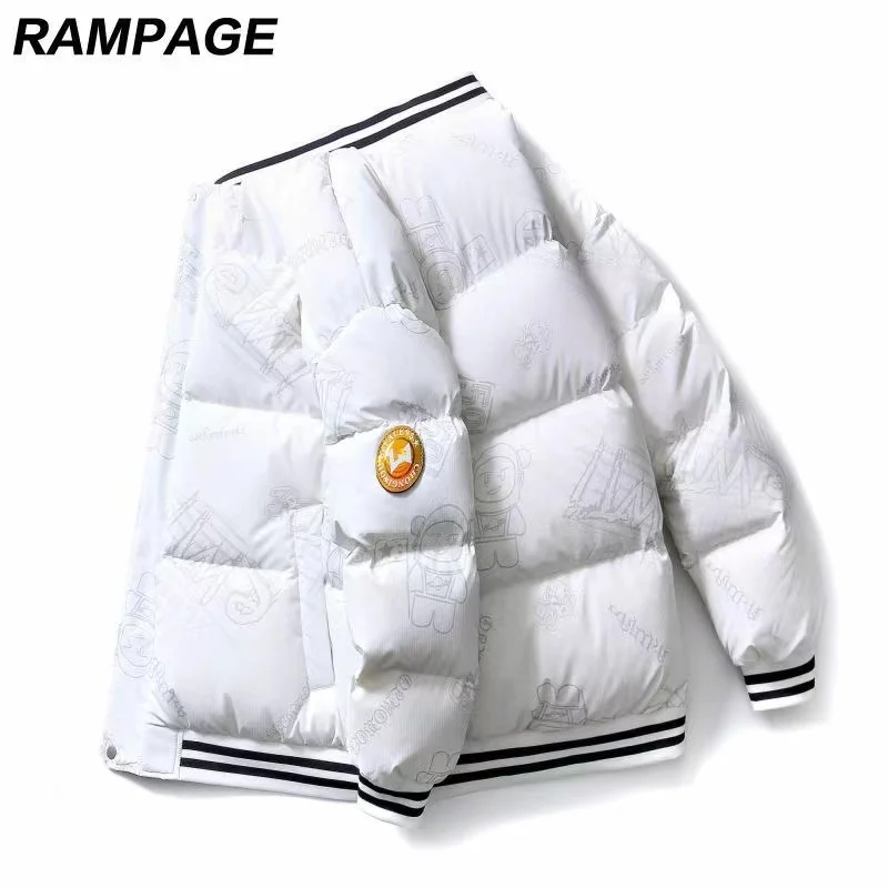 Men's Baseball Collar Jacket Winter Warm Padded Coat Loose And Casual Silk-like Cotton Male Clothing Thick Down Cotton Jackets