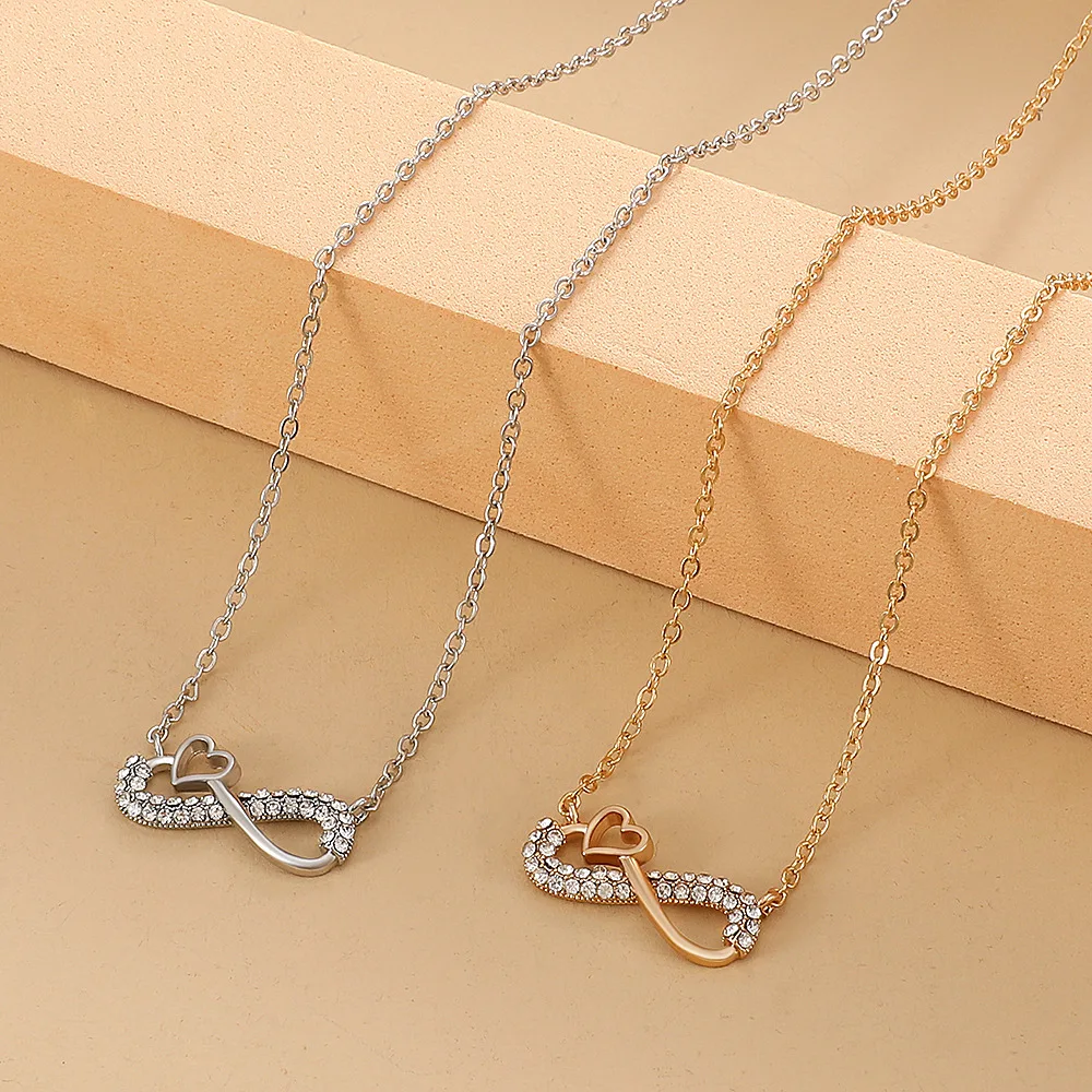 

Love 8 Character Necklaces for Women Stainless Steel Endless Pendant Friendship Necklace Friends Wedding Fashion Jewelry Gifts
