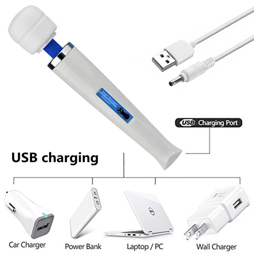 Новый 30 скоростей USB зарядка Волшебная палочка массажер большая волшебная