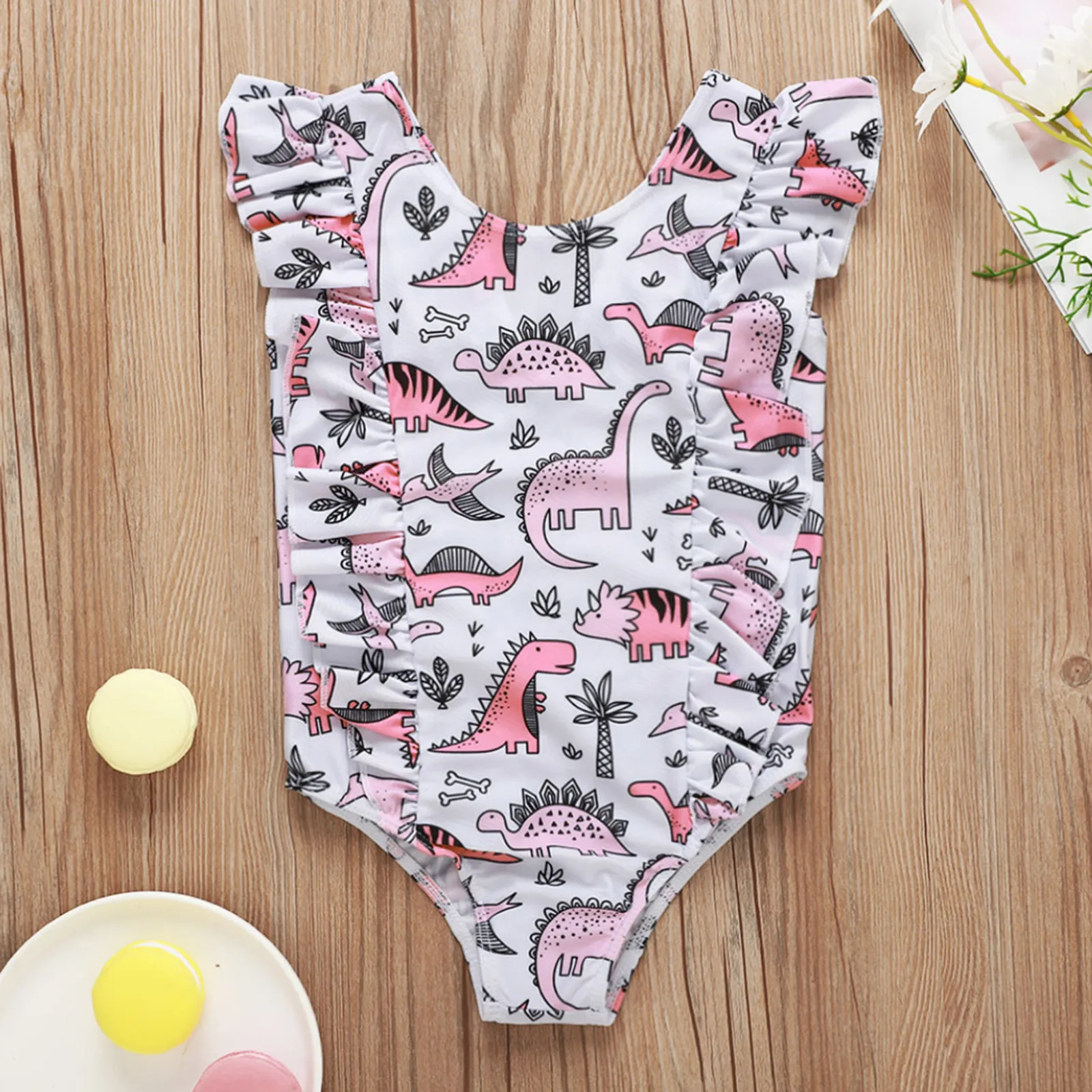 Женский слитный купальник в горошек с оборками | Детская одежда и обувь