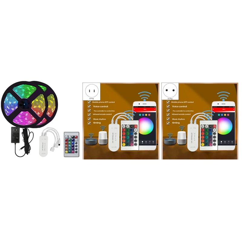 

LED Light Smd5050 Rgb Smart Phone App 24-Key Remote Control Bedroom TV Room DIY LED Atmosphere Light