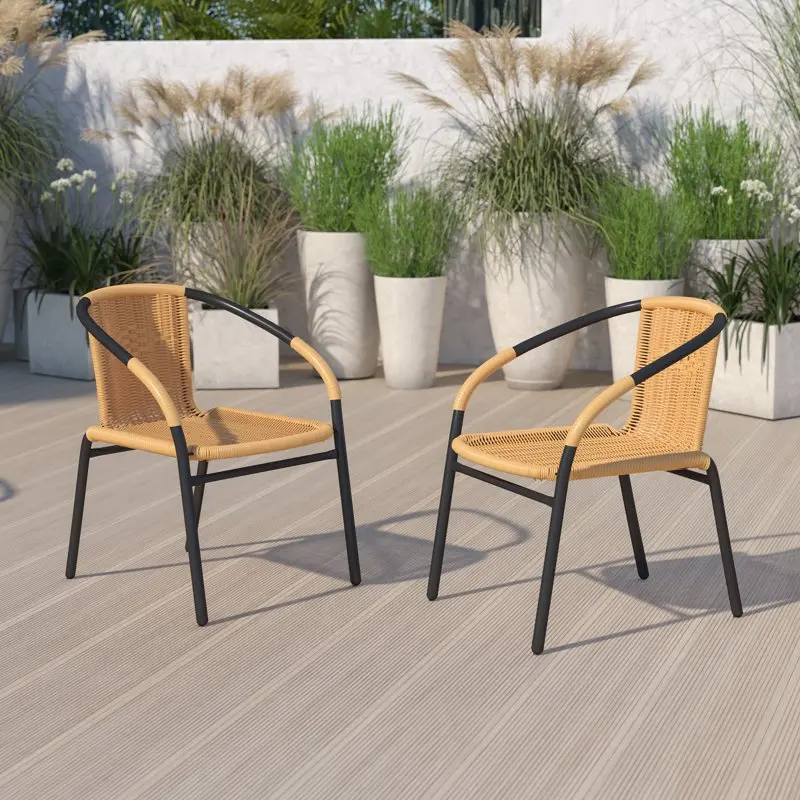 

Lila 2 Beige Rattan Indoor-Outdoor Restaurant Stack Chair