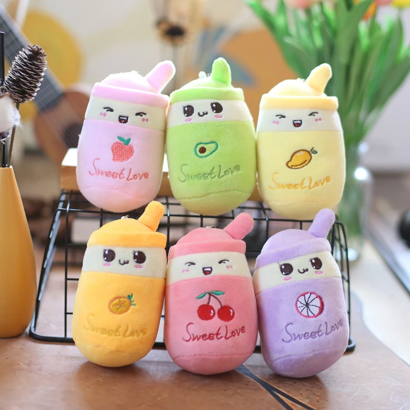 

1Pc 12cm Cute Fruit Milk Tea Cup Plush Doll New Plush Doll Mini Plush Keychain Bag Pendant Kwaii Plush Keychain