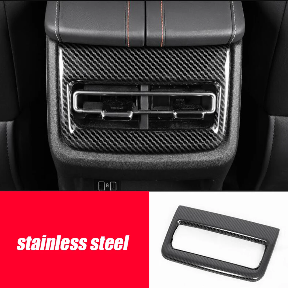 

Для Changan UNI-K UNIK 2021 2022 2023, задний подлокотник из нержавеющего углерода для автомобиля, вентиляционные накладки для кондиционера, декоративная защитная крышка