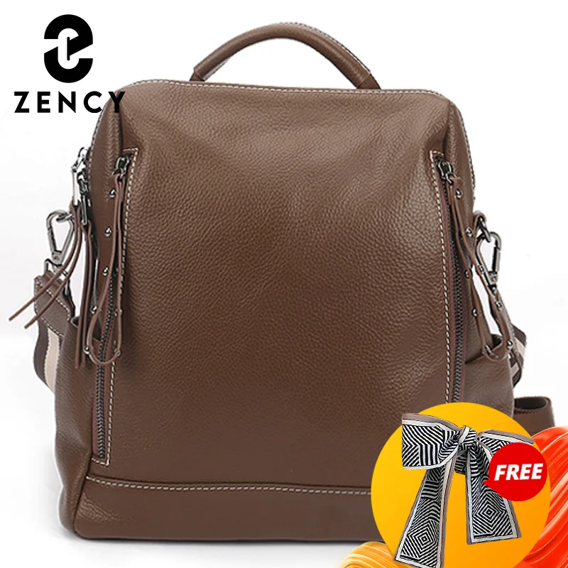 Zency Splittable Strap Female Rucksack Soft Genuine Leather Backpack Two Use Ways School Bag For Girl Back To School Knapsack