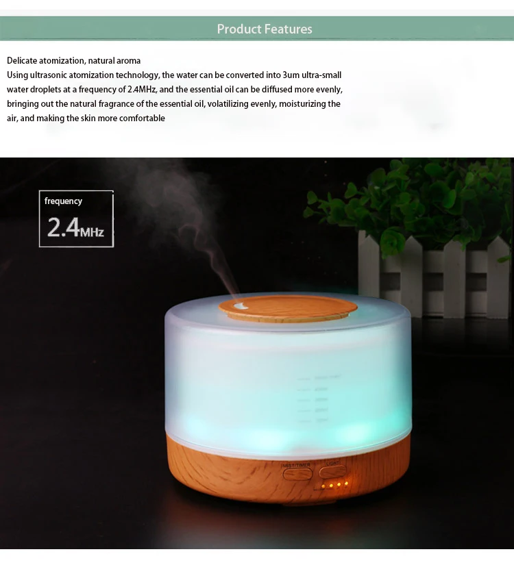 Aroma Diffuser 500ML Wood Grain Aroma Diffuser New Air Atomizing Humidifier with Remote Control Diffuser Essential Oils enlarge