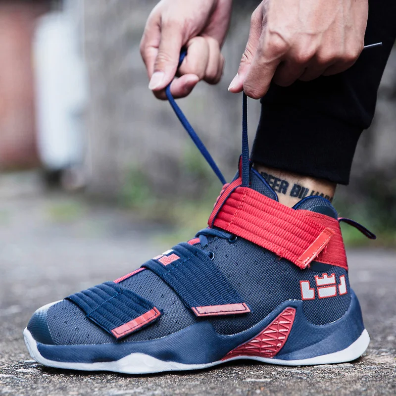 Men High Top Basketball Shoes 2023 New Pattern Breathable Anti Slip Athletic Couple Sneaker Lace Up Training Footwear for Women