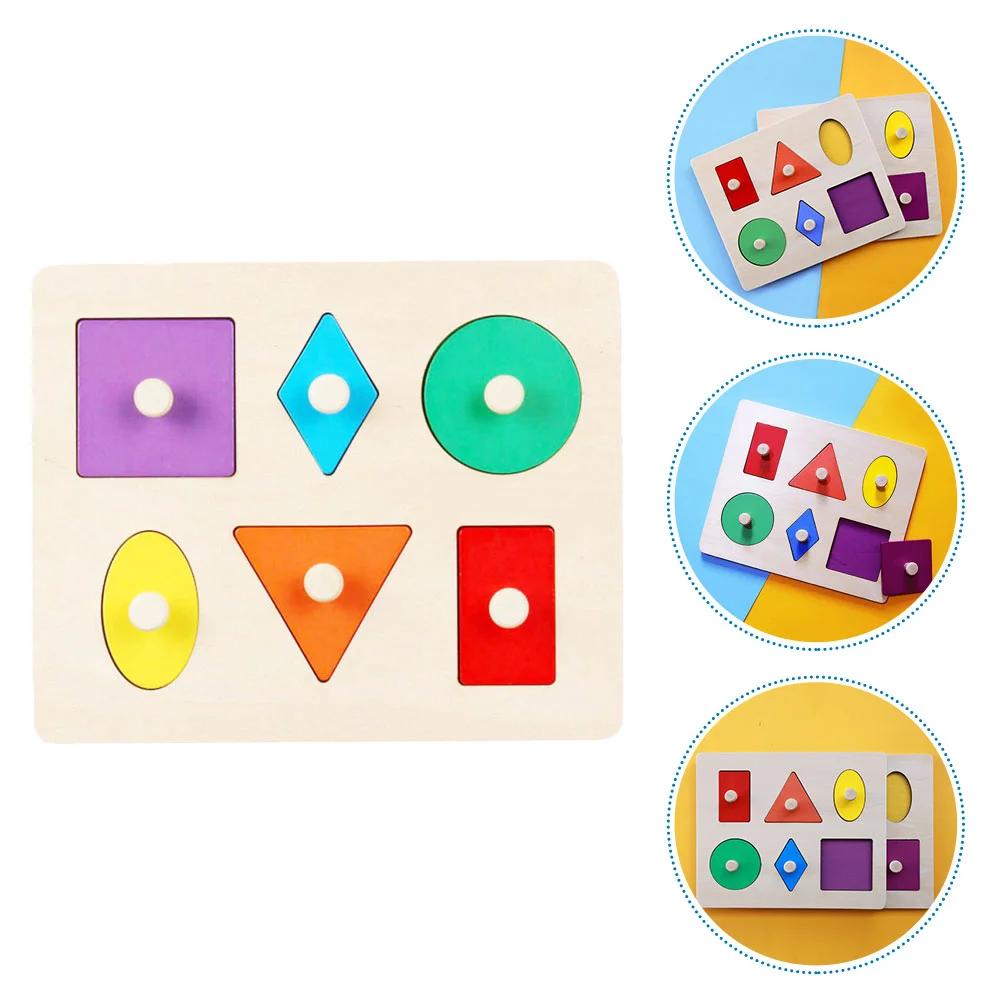 

Shape Toy Puzzle Knob Wooden Montessori Puzzles Educational Recognize Blocks Match Gift Birthday Peg Multiple Toddlers